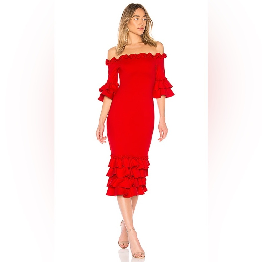 REVOLVE x Donna Mizani off the shoulder dress in red